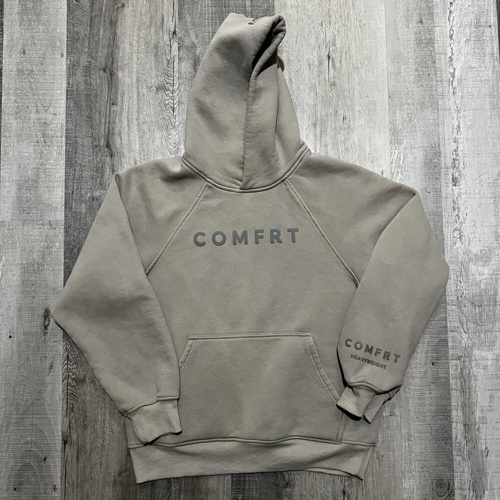 COMFRT Heavyweight Hoodie Earth Tone Bark Beige Pull Over Sweatshirt Size M